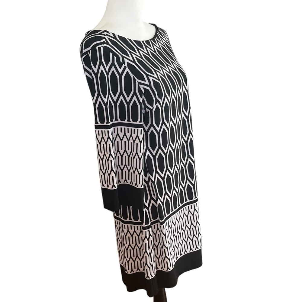 Enfocus Studio Black & White Geometric Mini Dress SZ 10 - Picture 4 of 6